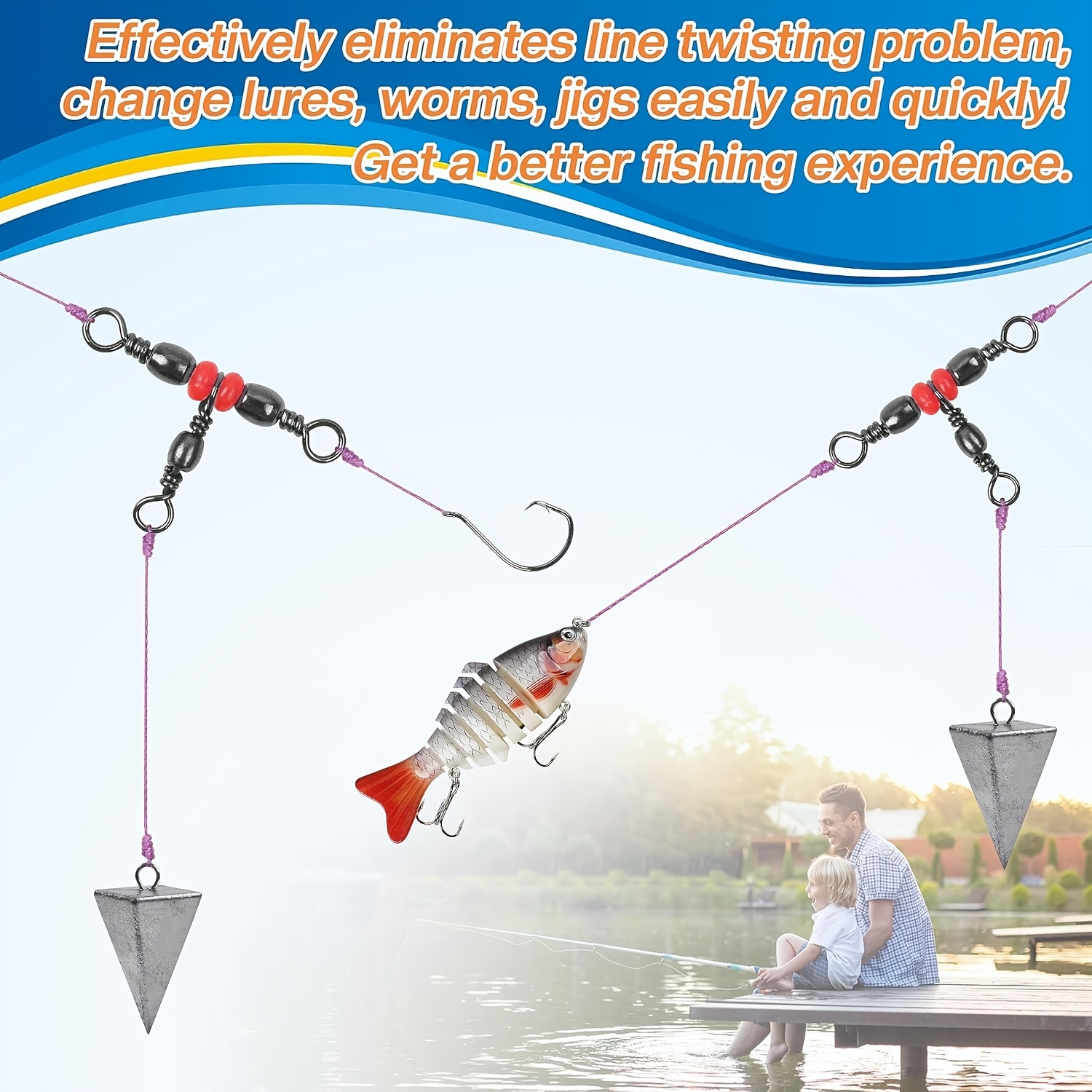 3 Three Way Swivels,Triple Swi - Monofilament Line 评论和价格