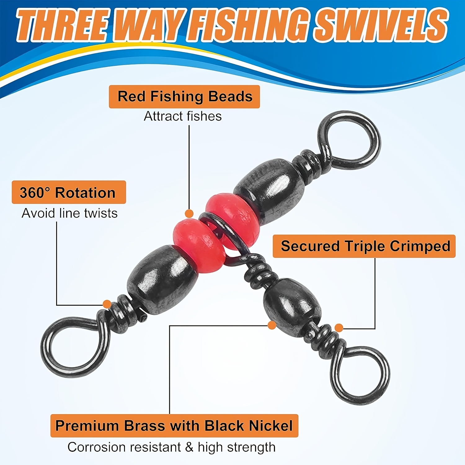 3 Three Way Swivels,Triple Swi - Monofilament Line 评论和价格
