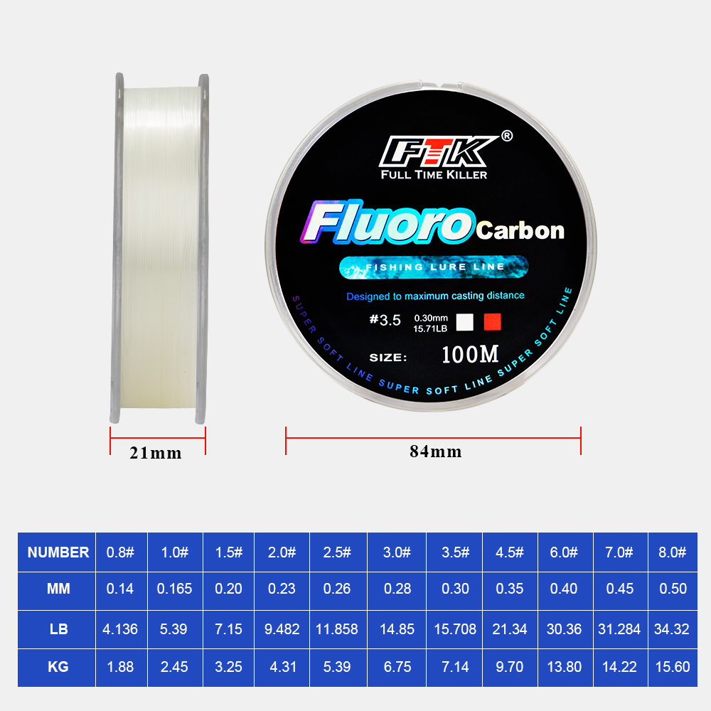 FTK 100m 4.13-34.32LB Fluoroca - Fluorocarbon Line 评论和价格