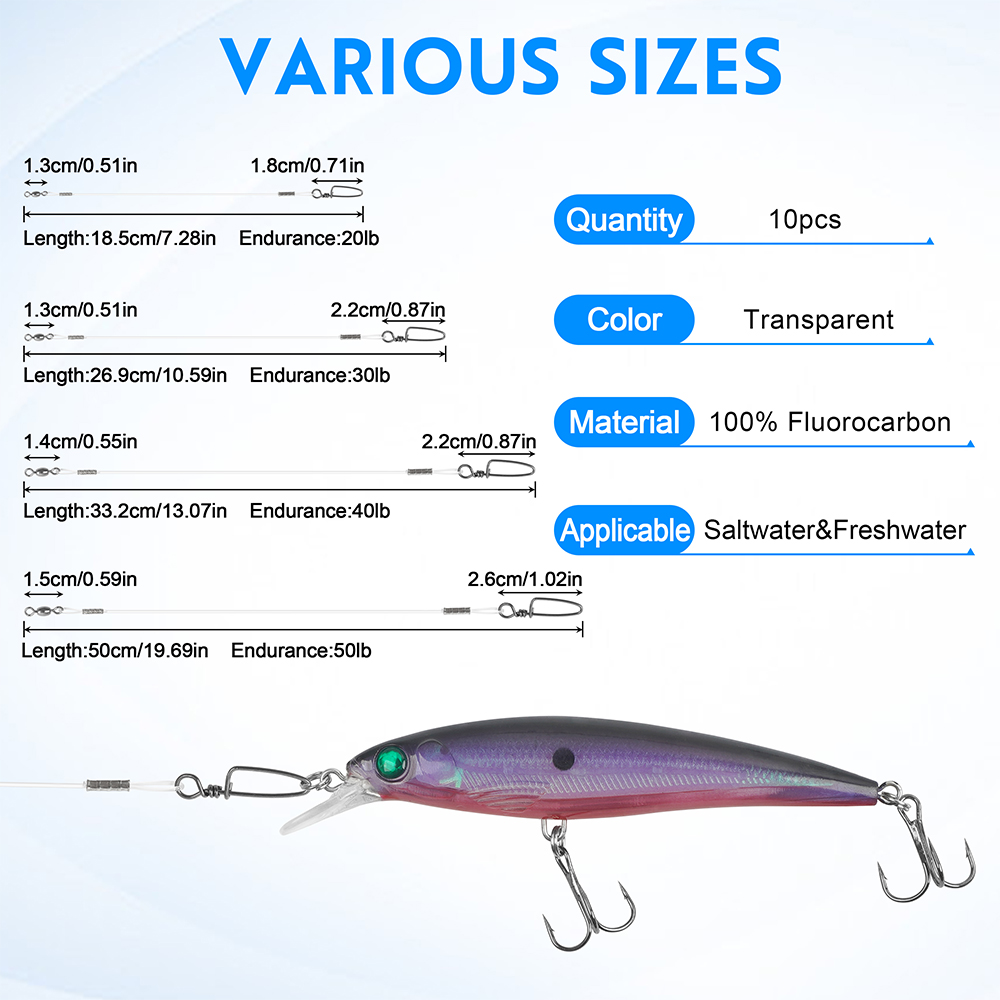 10Pcs Fluorocaron Fishing Lead - Fluorocarbon Line 评论和价格