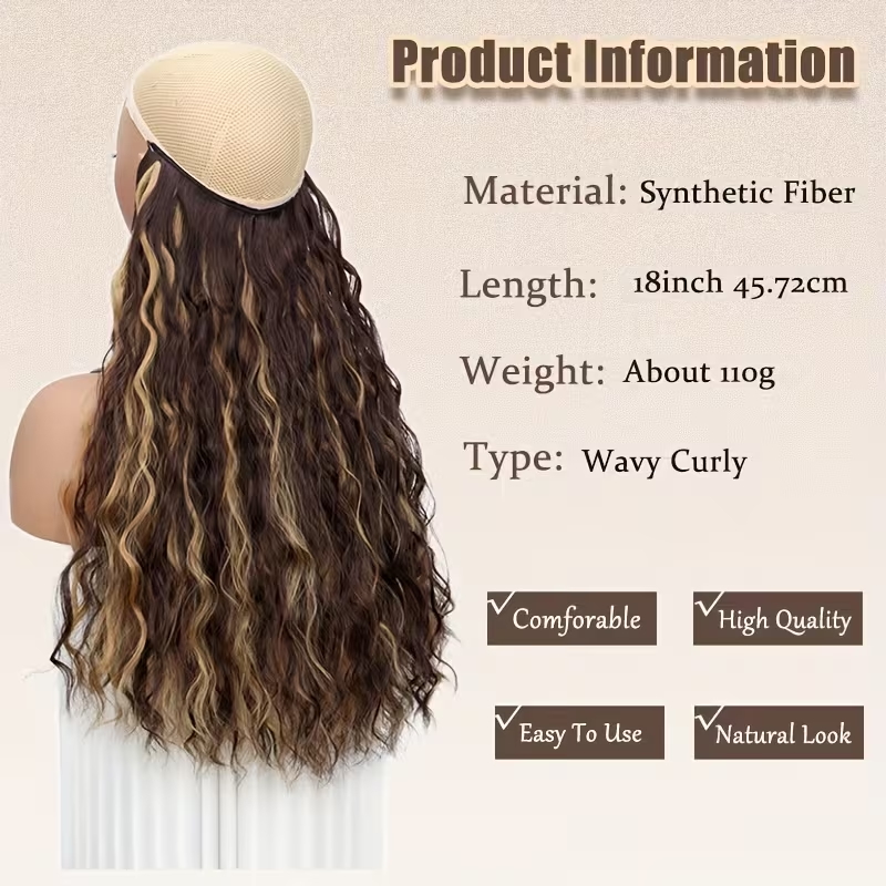 18Inch Synthetic Long Wavy Cul - Monofilament Line 评论和价格