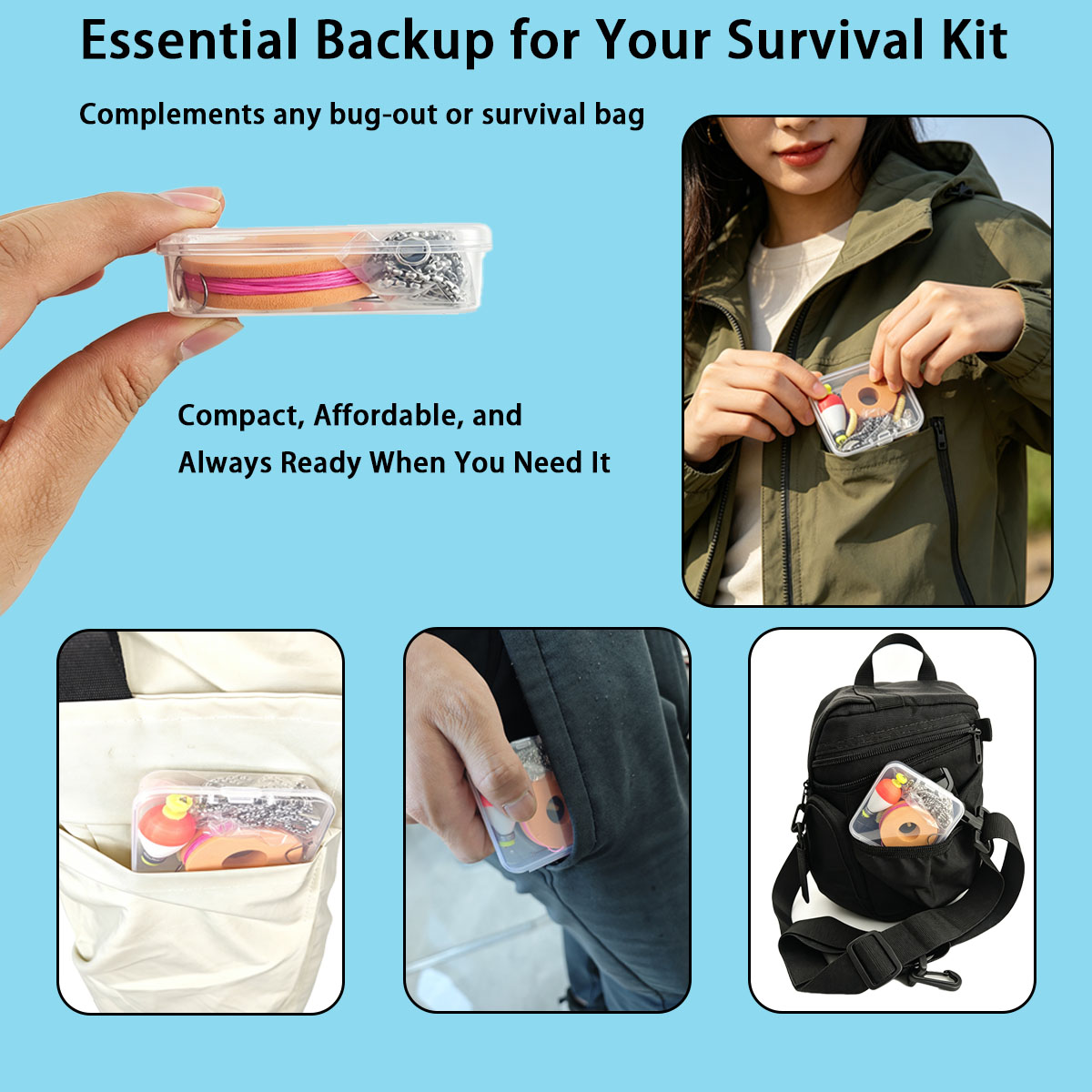 Portable Emergency Fishing Gea - Fishing Line Box 评论和价格